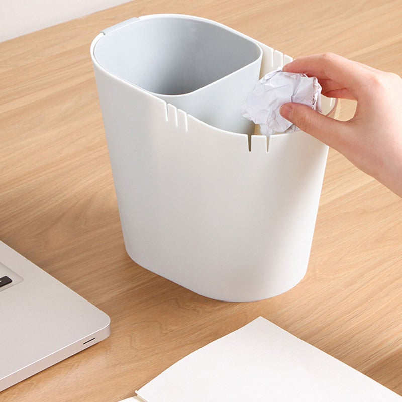 Desk Trash Can Wet Dry Separation 2-Compartment PP Material Mini Waste Bin - Easy Bag Installation Desktop Organizer for Office Home Bedroom Kitchen - Image 5