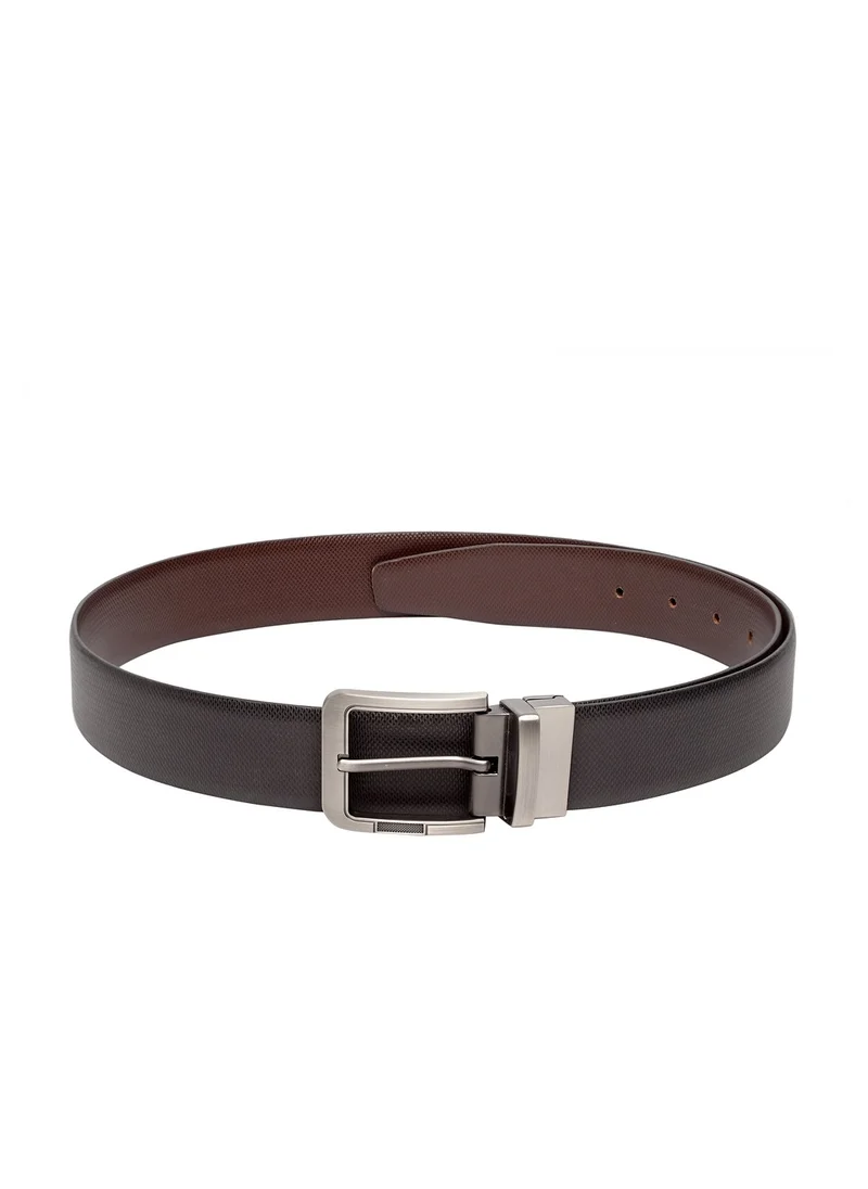 TEAKWOOD Reversible Genuine Leather Black Belt for Men