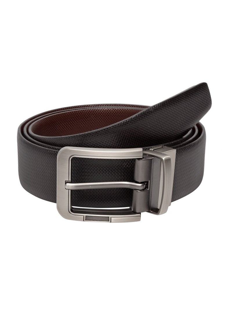 TEAKWOOD Reversible Genuine Leather Black Belt for Men  - Image 1