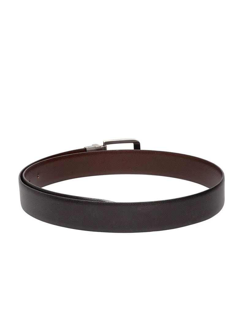 TEAKWOOD Reversible Genuine Leather Black Belt for Men