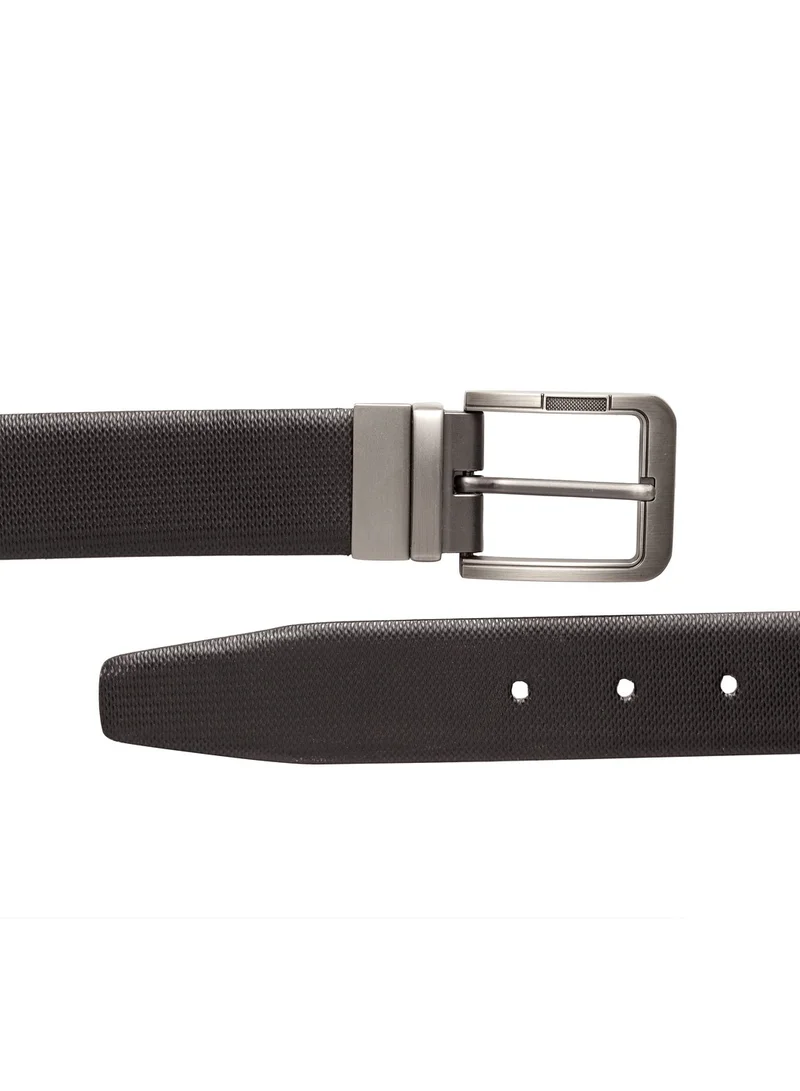TEAKWOOD Reversible Genuine Leather Black Belt for Men
