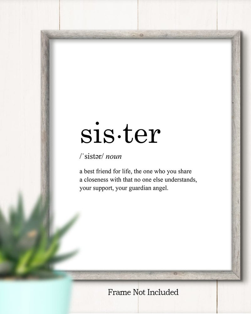Govivo Sister Definition Wall Art - Sisters Decor - Minimalist wall art - Girls Room Wall Decor - Sister Birthday Gifts - Sister Signs for Wall - Sister Decor For Home - 11x14 unframed print - Image 2