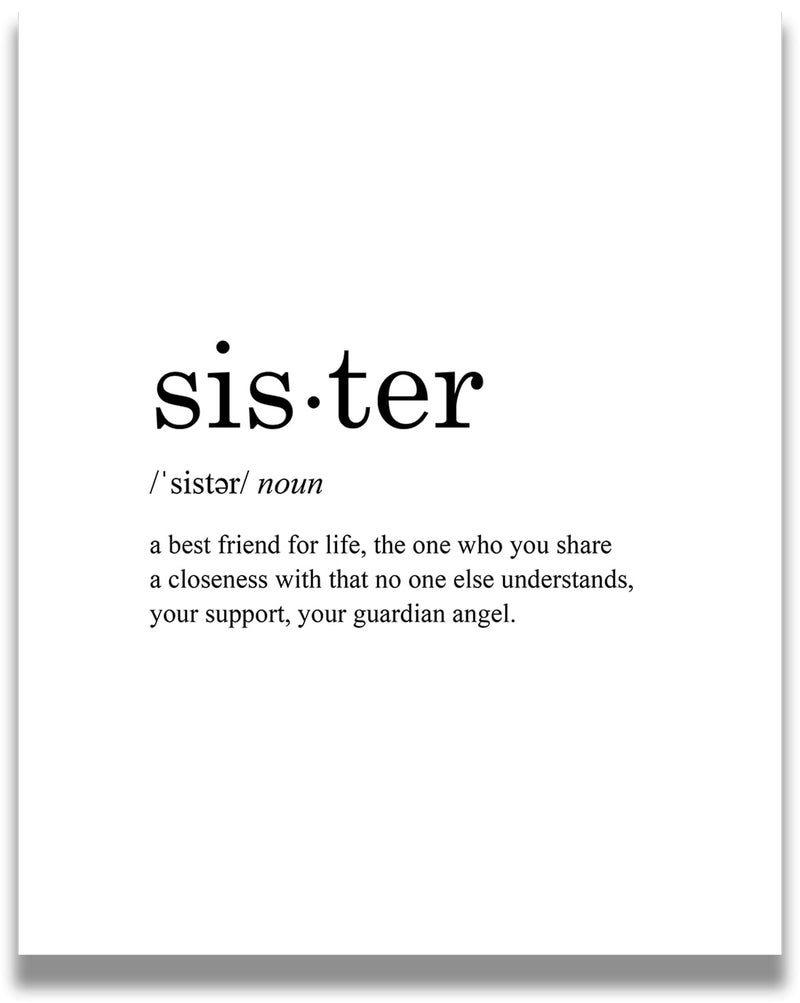 Govivo Sister Definition Wall Art - Sisters Decor - Minimalist wall art - Girls Room Wall Decor - Sister Birthday Gifts - Sister Signs for Wall - Sister Decor For Home - 11x14 unframed print - Image 1