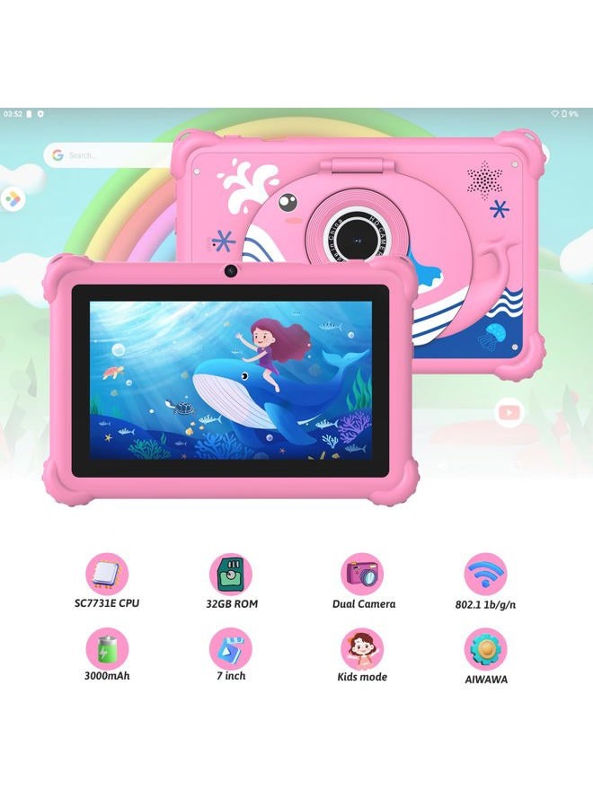Aheadthink 7-inch Kids Tablet for Toddlers, Android 12, 4GB RAM, 32GB ROM, WiFi, Bluetooth, Safe Eye Protection IPS Screen, Parental Controls, Dual Camera, Transparent Case for Education & Gaming - Image 3