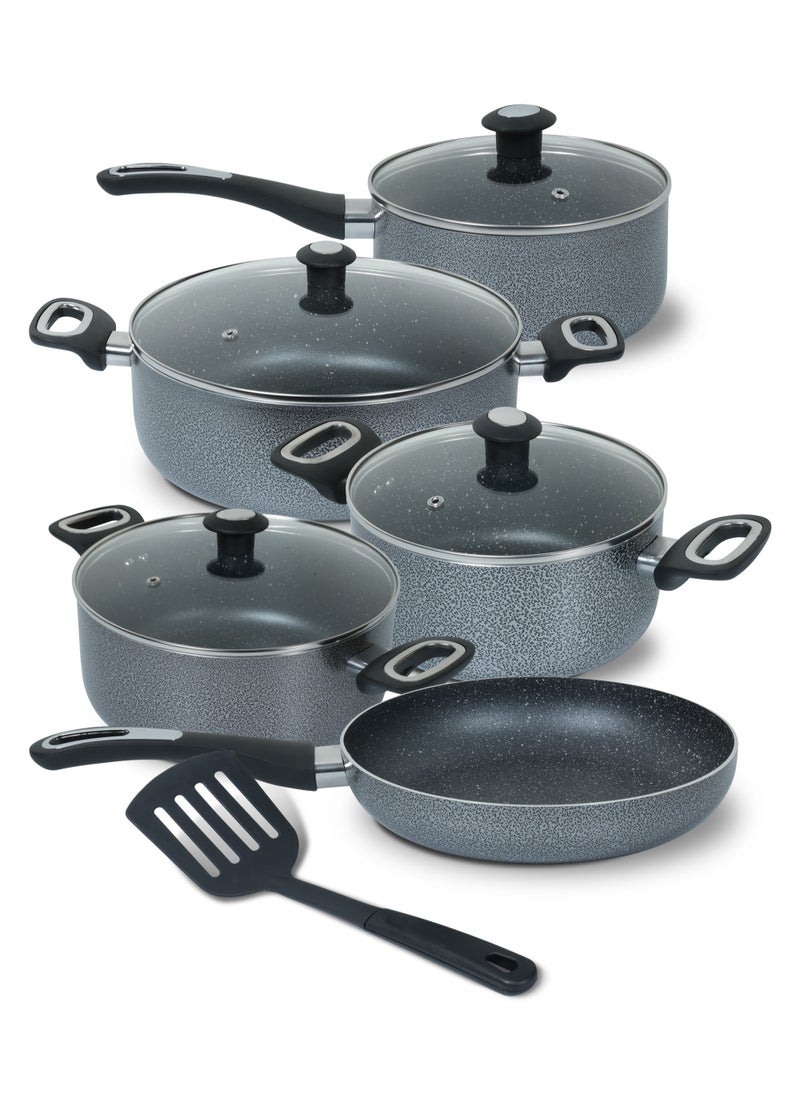 10-Piece Aluminum Cookware Set,5 Layer Super Granite Coating, Non-Stick Surface, Fry Pan 24cm,3 Saucepan with Lid 28\24\20cm, Milk Pan with Lid 18cm And Spatula, PFOA Free-NCB 7110 - pzsku/ZFE2B55205E777CC8A127Z/45/_/1731042261/dfe70c5d-fad9-42e7-a0b5-e19c1f112a6f