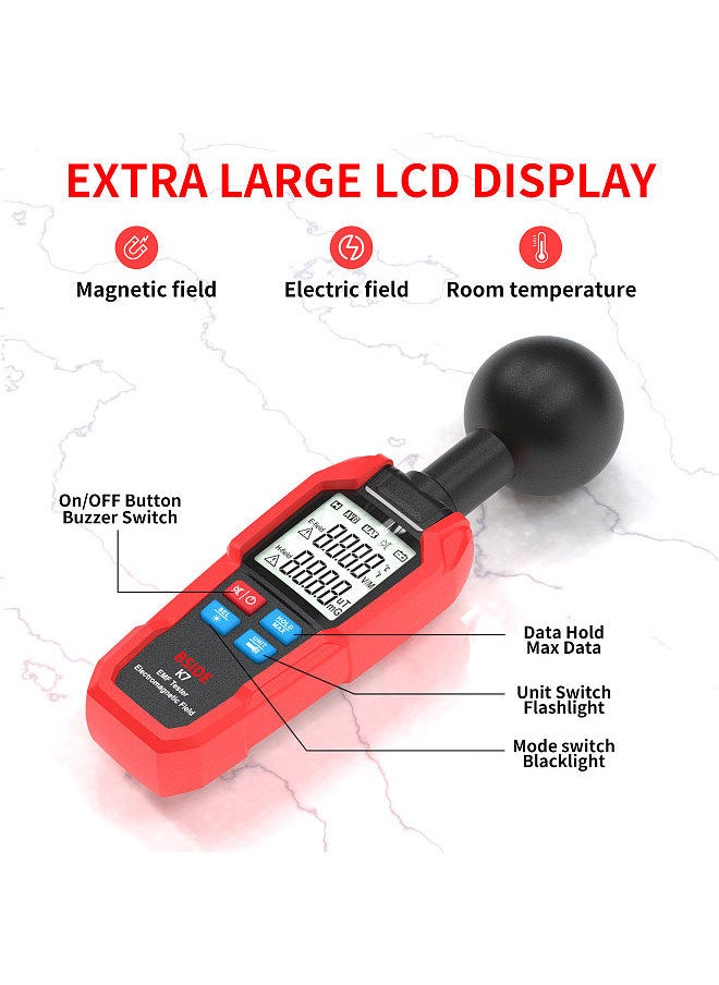 BSIDE - BSIDE Multifunctional Electric Field Magnetic Field Radiation Detector K7 Handheld Electromagnetic Radiation Tester EMF Meter   Portable Radio Frequency Detect Meter - Image 1