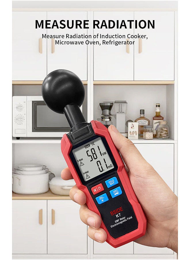 BSIDE - BSIDE Multifunctional Electric Field Magnetic Field Radiation Detector K7 Handheld Electromagnetic Radiation Tester EMF Meter   Portable Radio Frequency Detect Meter - Image 1