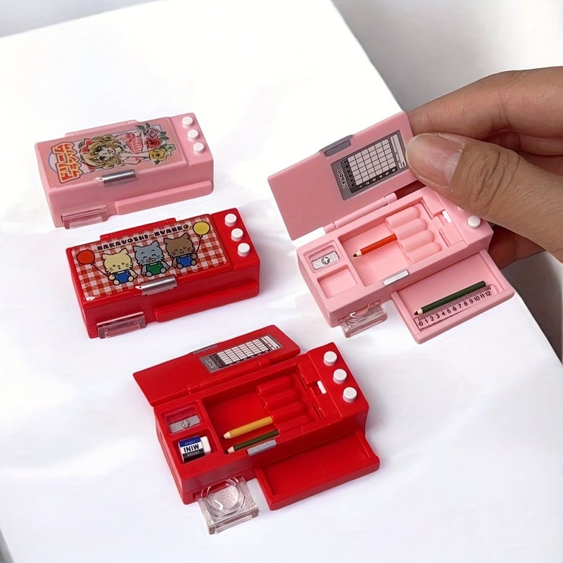 Simulation Mini Pencil Case Three Red Kittens Stationery Box Dollhouse Props - Image 1