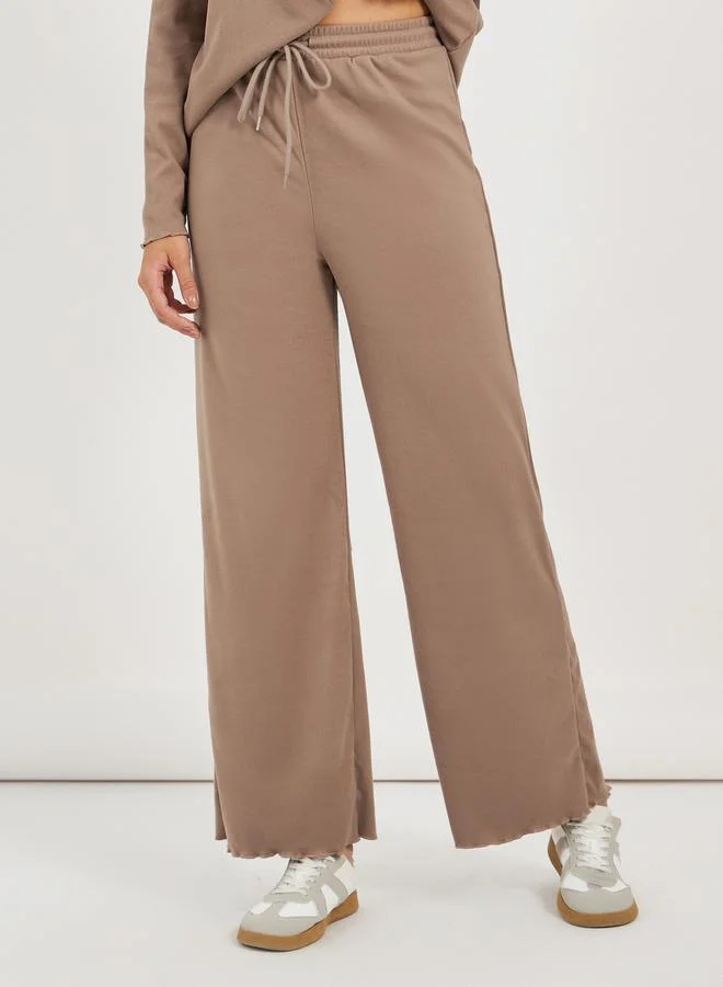 Styli Fleece Crew Neck Sweatshirt & Wide Leg Joggers Co-Ords