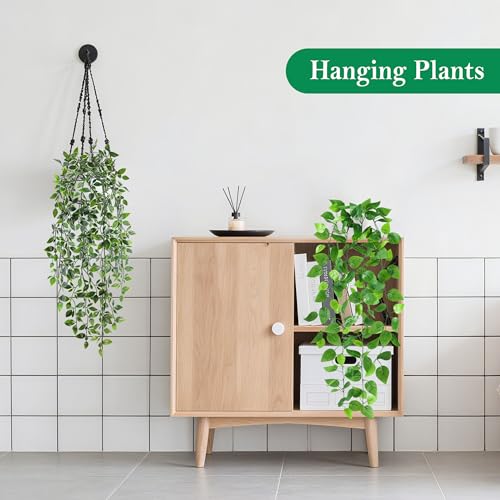 Der Rose 2Pcs Fake Plants Artificial Hanging Faux Potted Ivy Vines Wall Plants Indoor for Home Room Bookshelf Outdoor Decor - Image 2