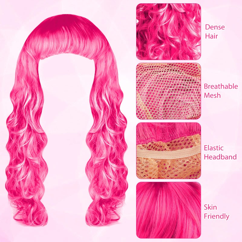 Bouiexye 24 Pieces Colorful Long Curly Wigs Wavy Party Wigs Curly Cosplay Costume Wig for Women Party DÃ©cor Bachelorette - Image 3
