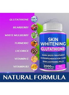SKIN Whitening Pills - 90 Capsules 2000mg Glutathione - Effective Skin Lightening Supplement - Dark Spots, Melasma & Acne Scar Remover, Hypermentation Treatment - Anti-Aging Antioxidant  - Image 3