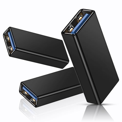 Basesailor USB Female to Female Adapter (3-Pack), USB 3.0 to Type A Female 3.0 Cable Coupler for Connecting Two Male Ends Cord, Extension Connector (Black (Upgraded)) - Image 1
