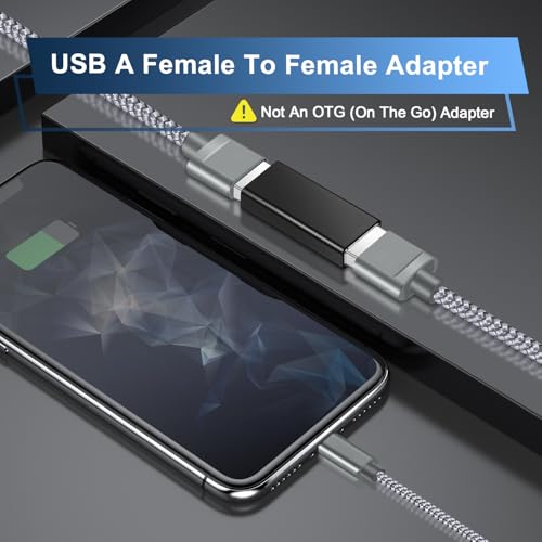 Basesailor USB Female to Female Adapter (3-Pack), USB 3.0 to Type A Female 3.0 Cable Coupler for Connecting Two Male Ends Cord, Extension Connector (Black (Upgraded)) - Image 2