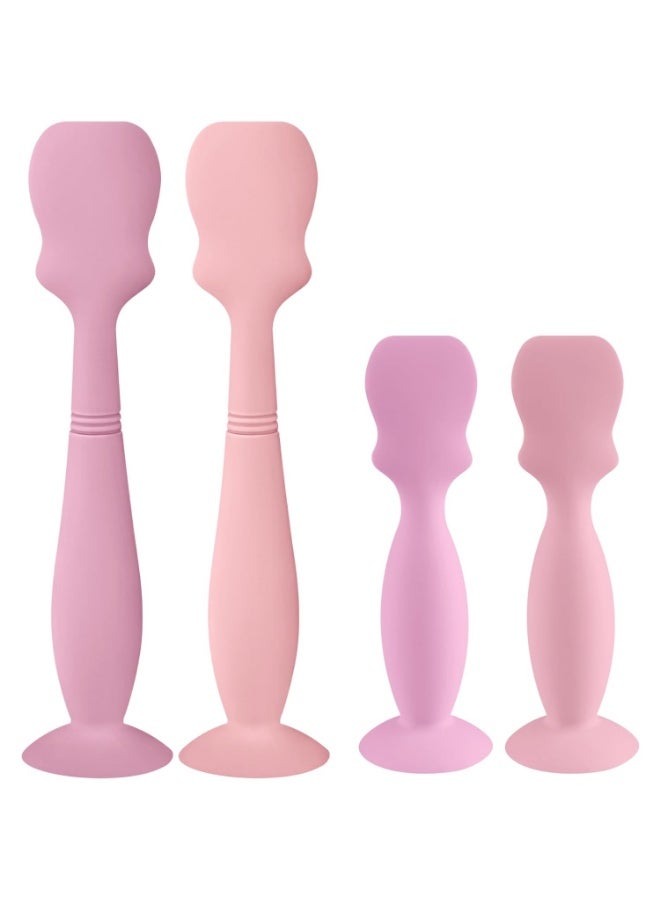 Meetion 4 Pack Baby Diaper Cream Brush, Diaper Cream Spatula Applicator Silicone Baby Butt Paste Spatula for Babies, Newborn, 2 x Large Size, 2 x Small Size (2 x Pink, 2 x Soft Lilac) - Image 1