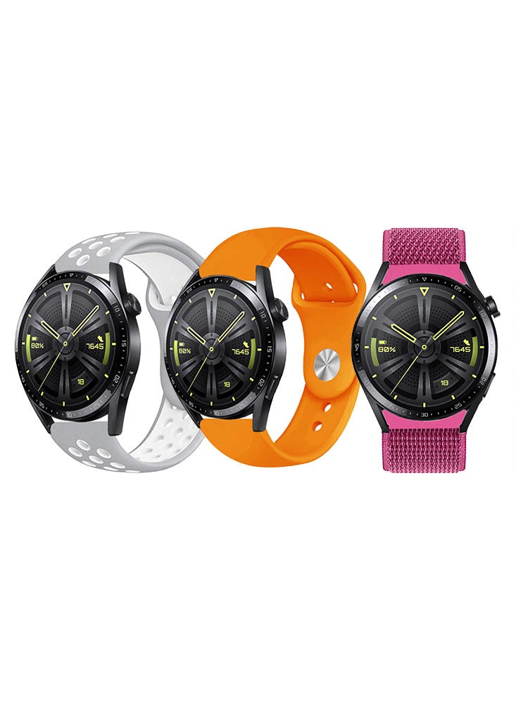 Perfii 3pcs Watchband Bundle Compatible with all Samsung, Huawei, Amazfit, Fitbit and Honor with 22mm band size - Image 1