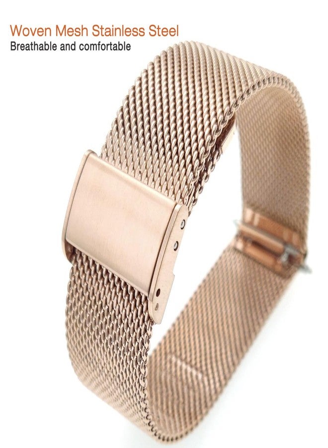 Abanen سوار ساعة شبكي من الفولاذ المقاوم للصدأ بقطر 20 مم من أبانين لجهاز Garmin Venu 2 Plus/Venu Sq 2 / Vivoactive 6، حزام معصم معدني بإصدار سريع لجهاز Approach S50 / S40 (ذهب وردي) - Image 3