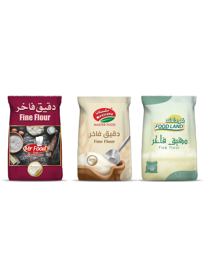 مجموعة من 3 دقيق أبيض فاخر 1 كجم