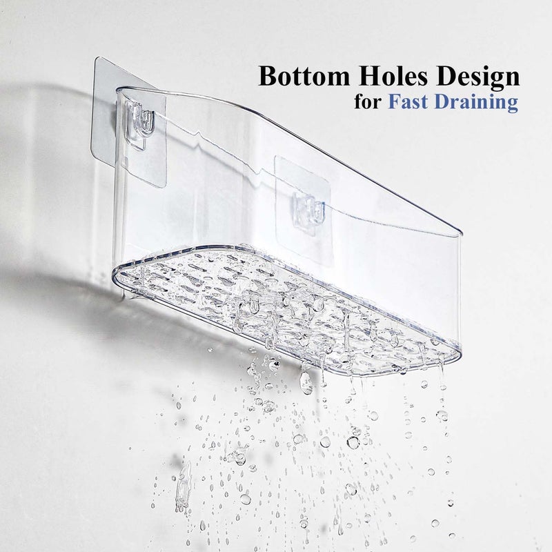 Eunion Bath Toy Storage Organizer, Bathtub Toy Storage Holder, Large Capacity Wall Mounted Shower Caddy Shower Organizer, No Drill Shelves Basket, Clear White, 2 Pack - Image 3