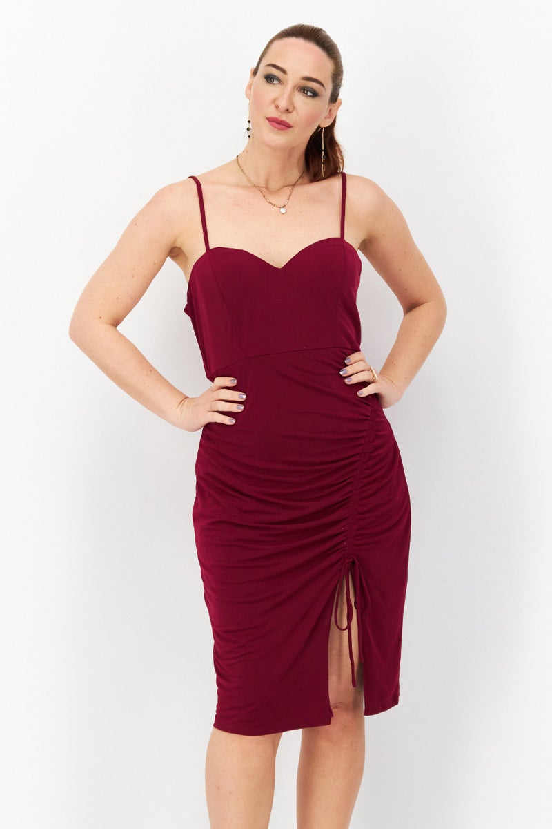 City Studio Women Plus Size Plain Midi Dress, Purple - Image 1