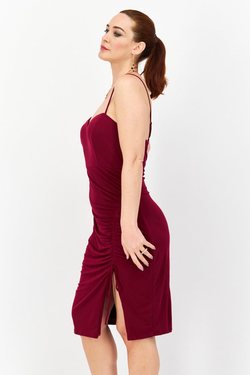City Studio Women Plus Size Plain Midi Dress, Purple - Image 3
