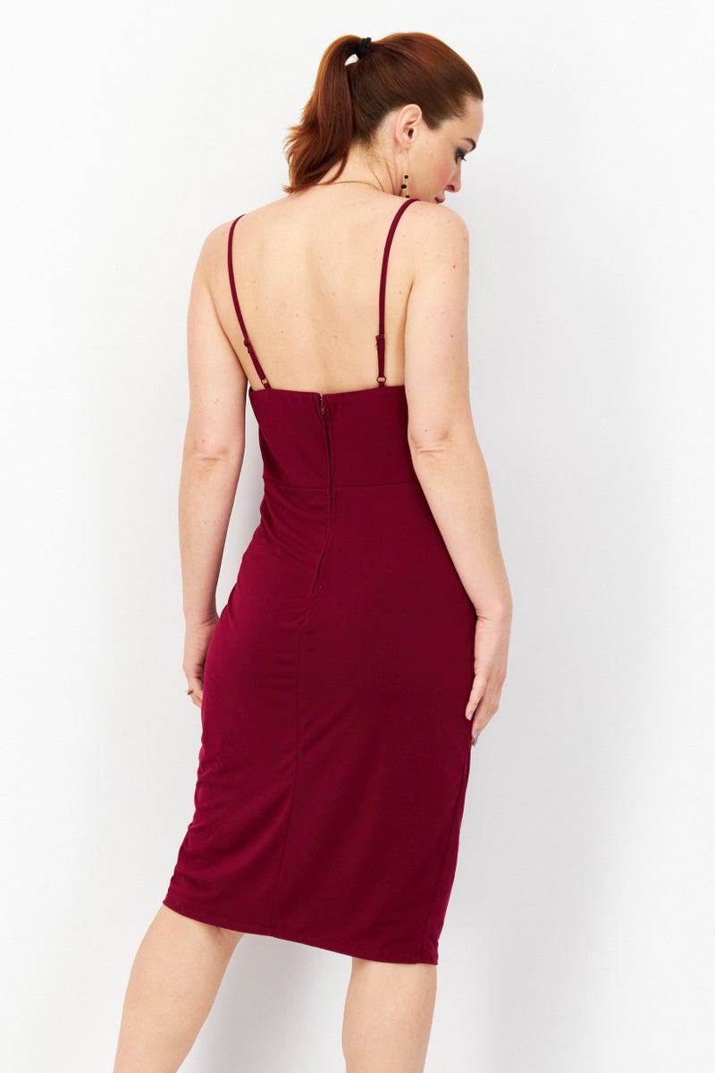 City Studio Women Plus Size Plain Midi Dress, Purple - Image 2