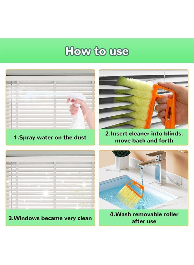 كوانتوم 2 فرشاة تنظيف النوافذ المكفوفين، أداة تنظيف النوافذ الصغيرة المكفوفين، مجموعة تنظيف الأسطح المتعددة القابلة للغسيل لفتحات السيارات الخشبية المكفوفين - Image 3