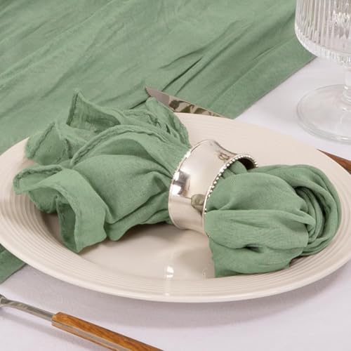 MLMC 10 Pack Sage Green Cheesecloth Napkins Bulk Washable Cloth Napkins Set of 10 21"x21" Rustic Boho Gauze Dinner Table Napkins for Fall Wedding Bridal Shower Baby Shower Party Decor - Image 4