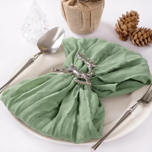 MLMC 10 Pack Sage Green Cheesecloth Napkins Bulk Washable Cloth Napkins Set of 10 21"x21" Rustic Boho Gauze Dinner Table Napkins for Fall Wedding Bridal Shower Baby Shower Party Decor - Image 1