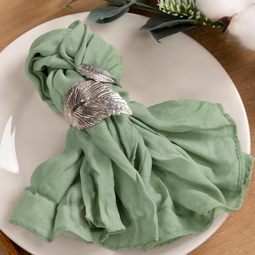 MLMC 10 Pack Sage Green Cheesecloth Napkins Bulk Washable Cloth Napkins Set of 10 21"x21" Rustic Boho Gauze Dinner Table Napkins for Fall Wedding Bridal Shower Baby Shower Party Decor - Image 2