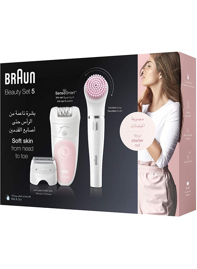 براون ماكينة إزالة الشعر Silk-Epil SE 5875 Beauty Wet & Dry أبيض/وردي أبيض/ وردي - Image 3