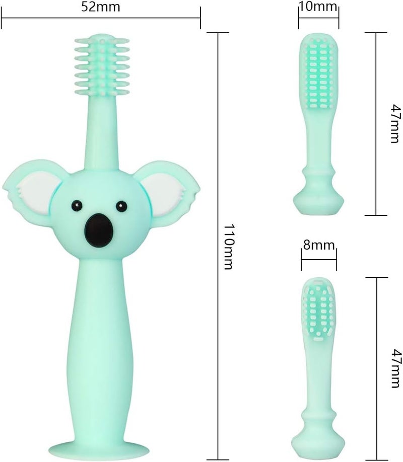 Vicloon Baby and Toddler Toothbrush 3 PCS Food Grade Silicone Soft Infant Toddlers Toothbrush with Replacement Heads Cute Koala Design Baby Oral Care Set for 03 Year Old - Image 2