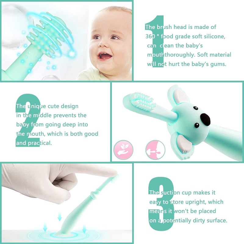 Vicloon Baby and Toddler Toothbrush 3 PCS Food Grade Silicone Soft Infant Toddlers Toothbrush with Replacement Heads Cute Koala Design Baby Oral Care Set for 03 Year Old - Image 4
