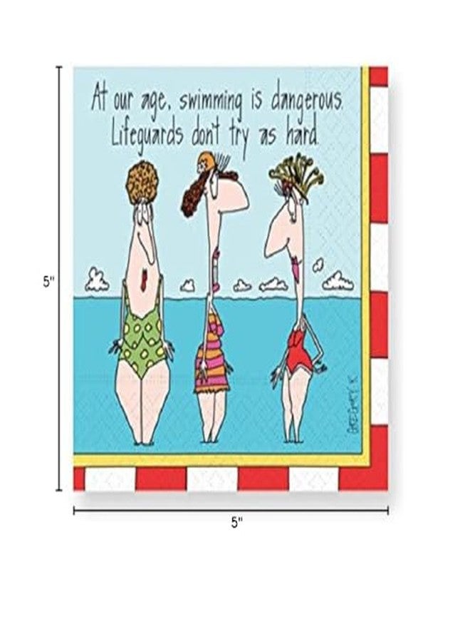 Design Design 624-00919 Cocktail Table Napkins, Swimming is Dangerous, 5-inch Square, Multi - Image 2