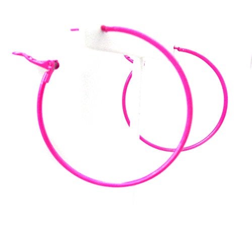 Divas Diggables Hot Pink Hoop Earrings Simple Thin Hoop Earrings 2 Inch Hoop Earrings - Image 2