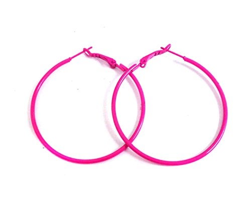 Divas Diggables Hot Pink Hoop Earrings Simple Thin Hoop Earrings 2 Inch Hoop Earrings - Image 5