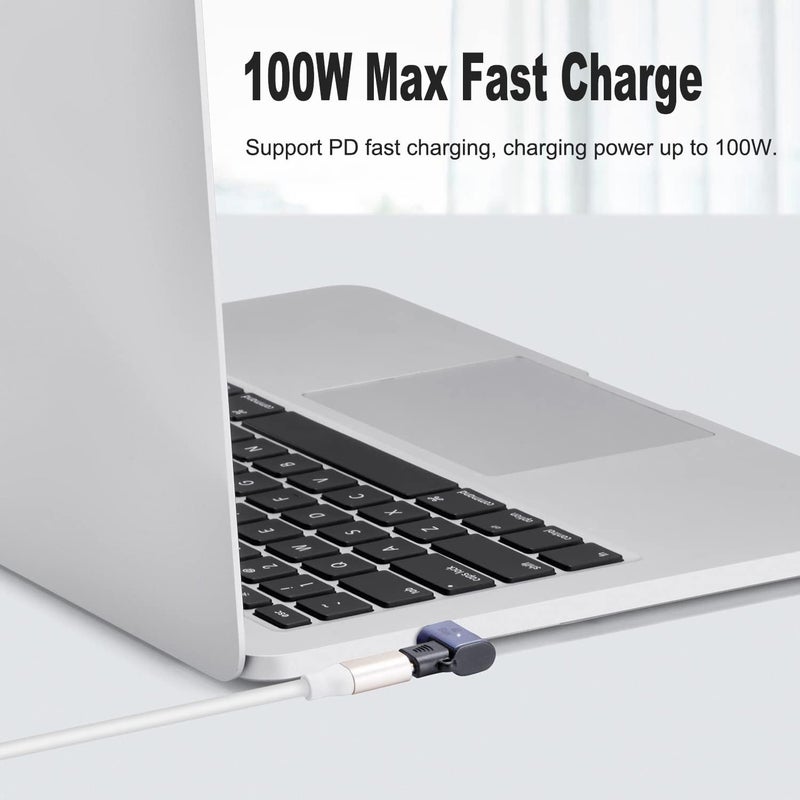 DuHeSin Magnetic 90 Degree USB C Adapter (2 Pack), Right Angle USB-C Male to Female PD 100W Charge 40Gbps Connector for MaCB-OOK Pro/Air,Laptop, Mobile Phone and More Type C Devices AE-01102TC - Image 5
