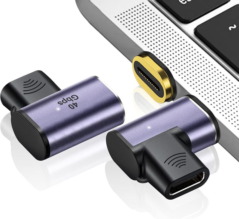 DuHeSin Magnetic 90 Degree USB C Adapter (2 Pack), Right Angle USB-C Male to Female PD 100W Charge 40Gbps Connector for MaCB-OOK Pro/Air,Laptop, Mobile Phone and More Type C Devices AE-01102TC - Image 2
