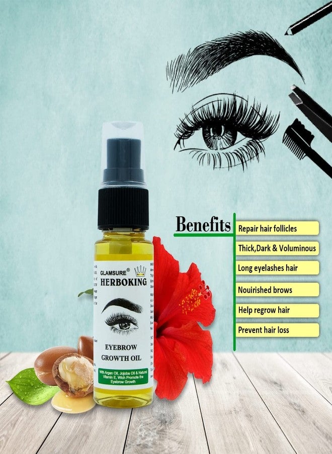 HERBOKING Glamsure Herboking Eyebrow & Eyelash Grow Oil (30ML) For Women & Men 100% Pure - 100% natural With vita-E,Aargan oil,Jojoba oil,Amla,Brahmi Extrect-30ML - Image 2