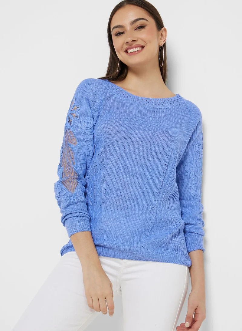 Ginger Sweater With Lace Sleeve Detail
