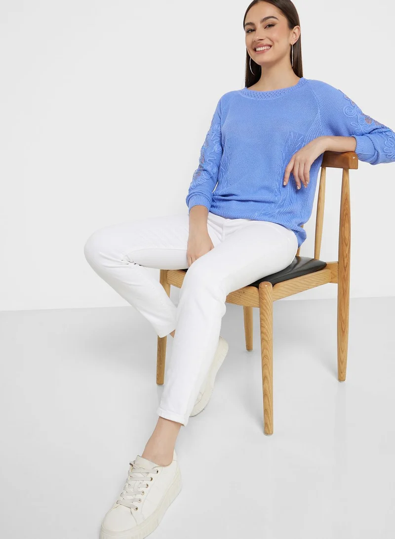 Ginger Sweater With Lace Sleeve Detail