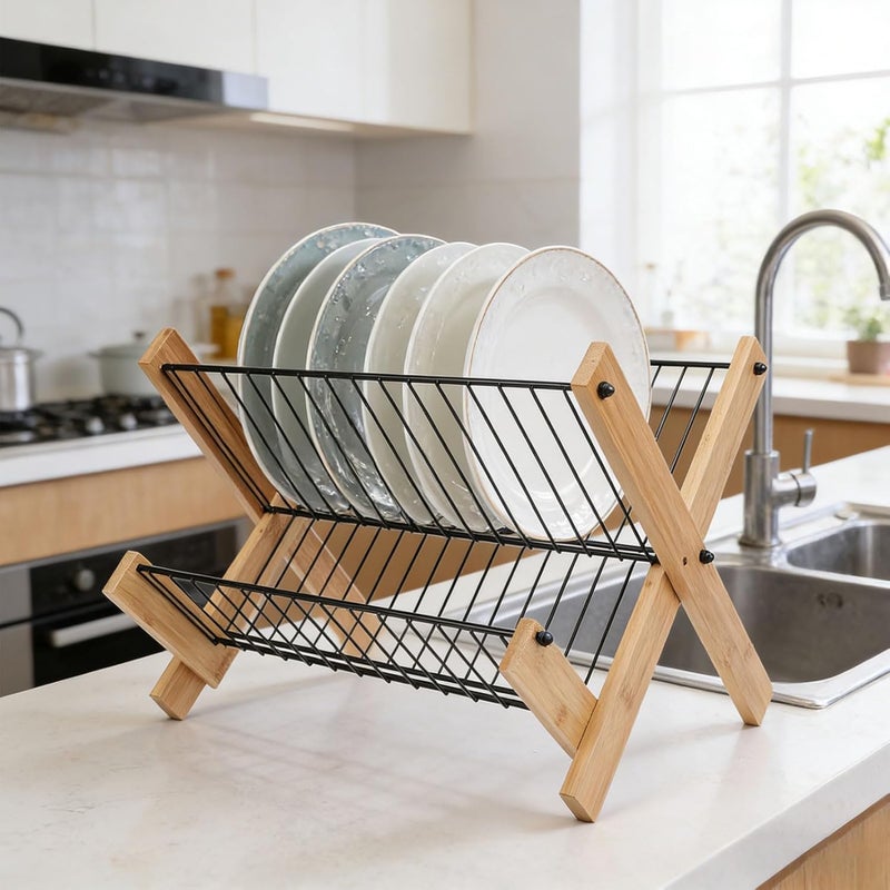 Multi-budget available picks 2 Tier Japanese Style Folding Dish Drying Rack for Kitchen Organization and Storage, with Iron Material, for Kitchen Counter Big & small space compatible Detachable clean Globally engineered build Fine detail Closed & open space compatible Upgraded quality Diverse requirement fit All-item matching trendy build All condition fit Multi-use upgraded craftsmanship Longevity upgraded craftsmanship Trendy flexible practical build Advanced compact design Fast intercity distribution Balanced weight Suburban residential ship Safe approved storage space Tight fitted parts Air & land transit compatible Good ventilation Defect free upgraded substance Compact trendy practical build Carefully engineered build General purpose premium build - Image 4