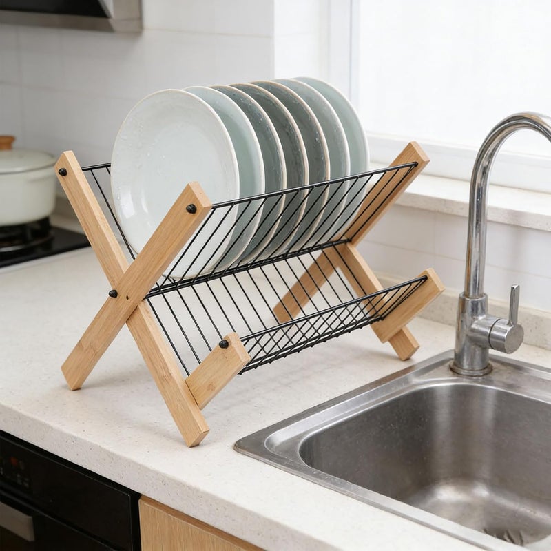 Multi-budget available picks 2 Tier Japanese Style Folding Dish Drying Rack for Kitchen Organization and Storage, with Iron Material, for Kitchen Counter Big & small space compatible Detachable clean Globally engineered build Fine detail Closed & open space compatible Upgraded quality Diverse requirement fit All-item matching trendy build All condition fit Multi-use upgraded craftsmanship Longevity upgraded craftsmanship Trendy flexible practical build Advanced compact design Fast intercity distribution Balanced weight Suburban residential ship Safe approved storage space Tight fitted parts Air & land transit compatible Good ventilation Defect free upgraded substance Compact trendy practical build Carefully engineered build General purpose premium build - Image 2