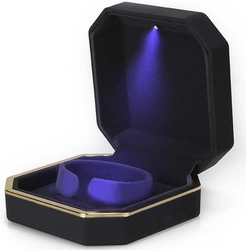 AVESON Luxury Bracelet Box, Velvet Jewelry Box Storage Case Organizer Holder with LED Light, Black - Image 1