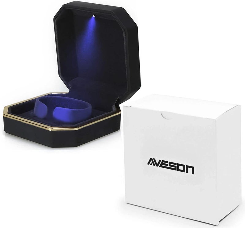 AVESON Luxury Bracelet Box, Velvet Jewelry Box Storage Case Organizer Holder with LED Light, Black - Image 2