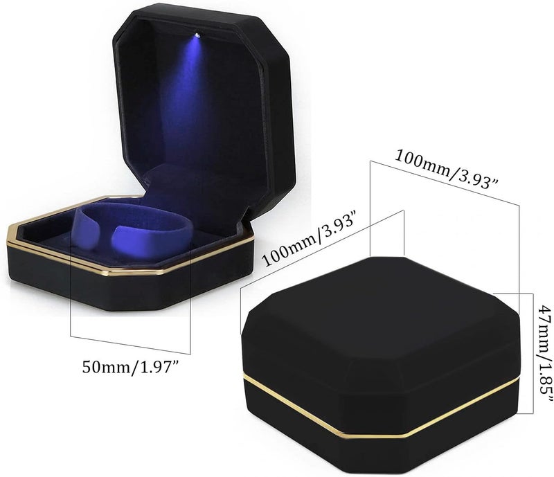 AVESON Luxury Bracelet Box, Velvet Jewelry Box Storage Case Organizer Holder with LED Light, Black - Image 3