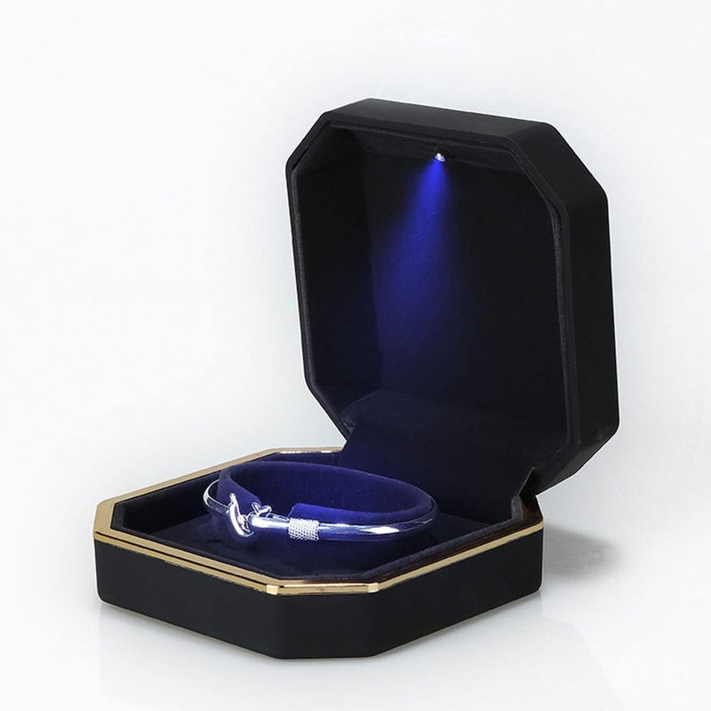 AVESON Luxury Bracelet Box, Velvet Jewelry Box Storage Case Organizer Holder with LED Light, Black - Image 5