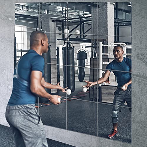 EVENLIVE® Gym Mirrors for Home Gym Wall Large, 16PCS Glass Wall Mirror Tiles, 12" Frameless Mirror Panels, Full Body Mirror Sticker, for Ceiling Candle Tray Wedding Centerpieces for Table,Crafts Set - Image 5