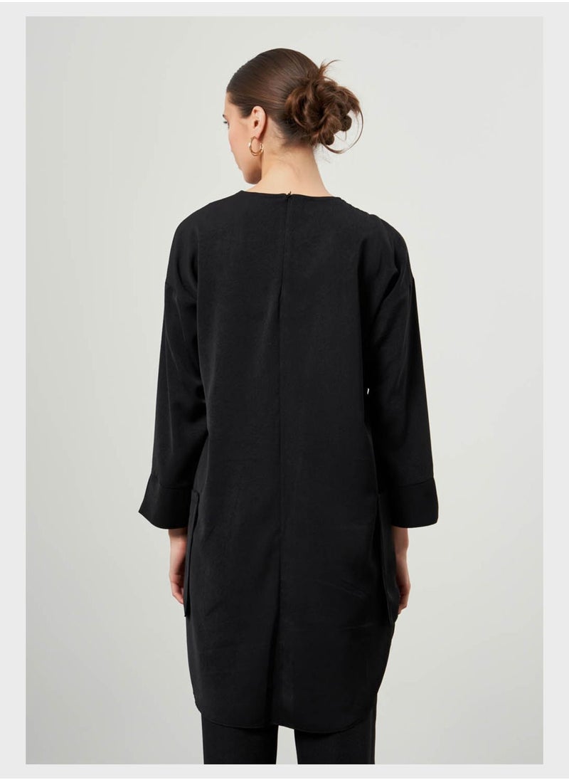 MIZALLE - Tunic Pocket Detail Top - Image 1