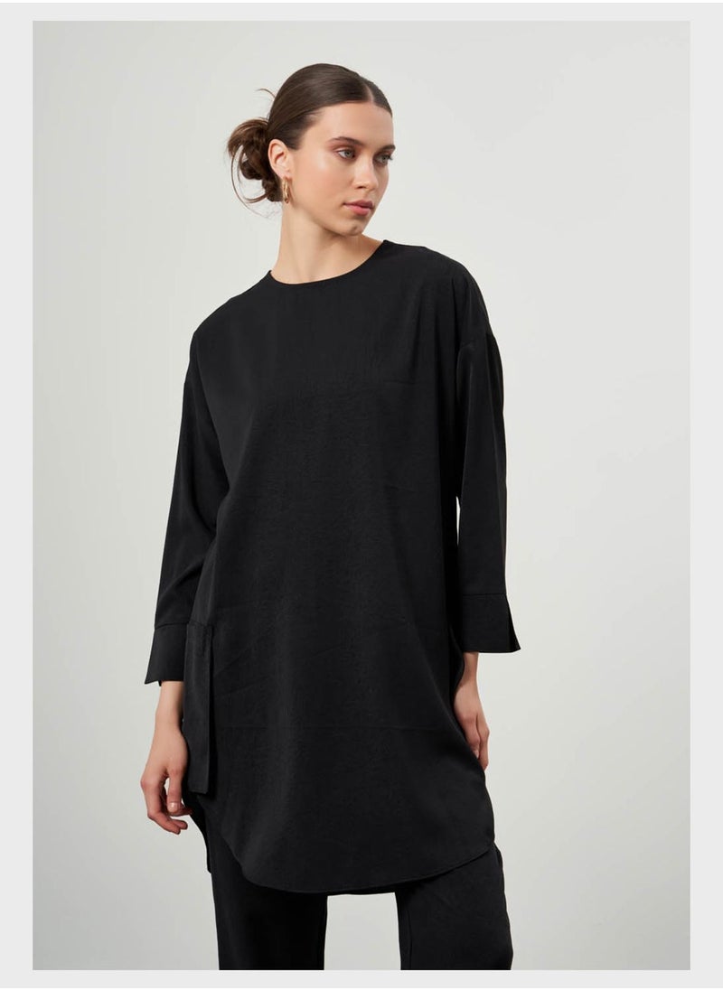 MIZALLE - Tunic Pocket Detail Top - Image 1